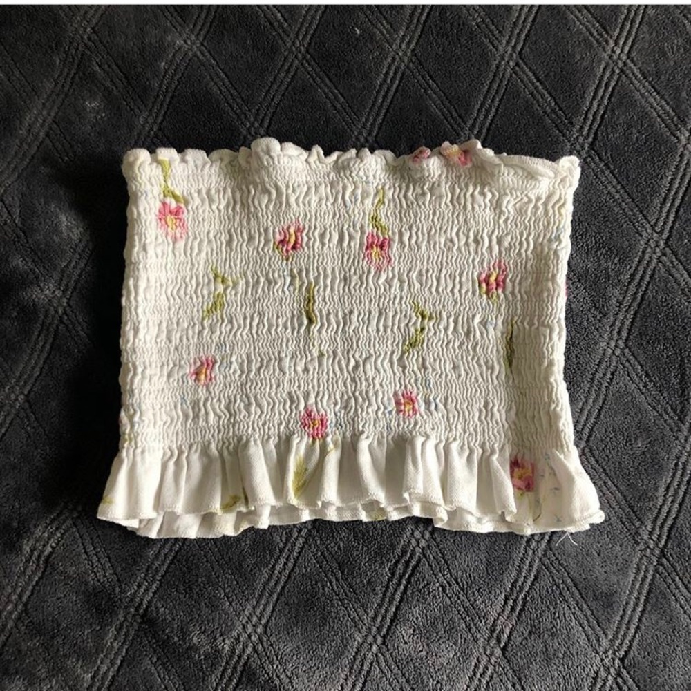 Floral ruched tube top